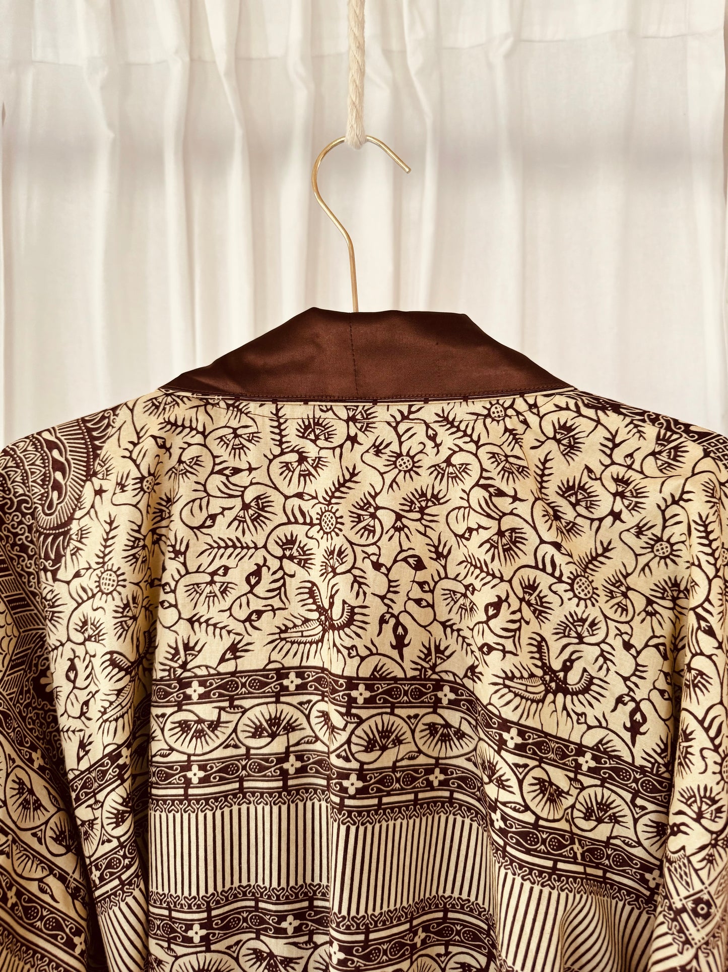 Kimono "Canne à Sucre", Imprimé Africain & Satin (réversible)