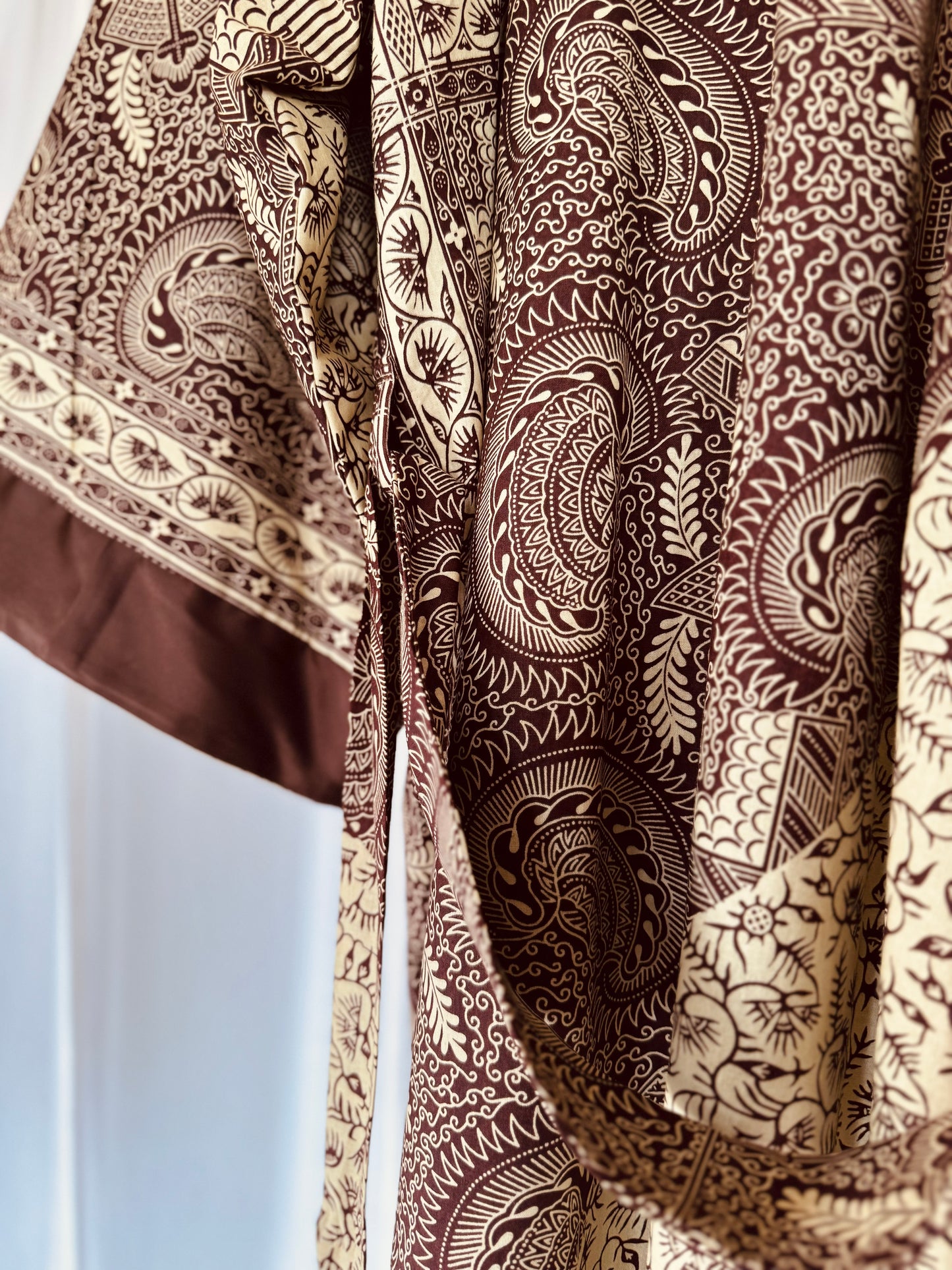 Kimono "Canne à Sucre", Imprimé Africain & Satin (réversible)