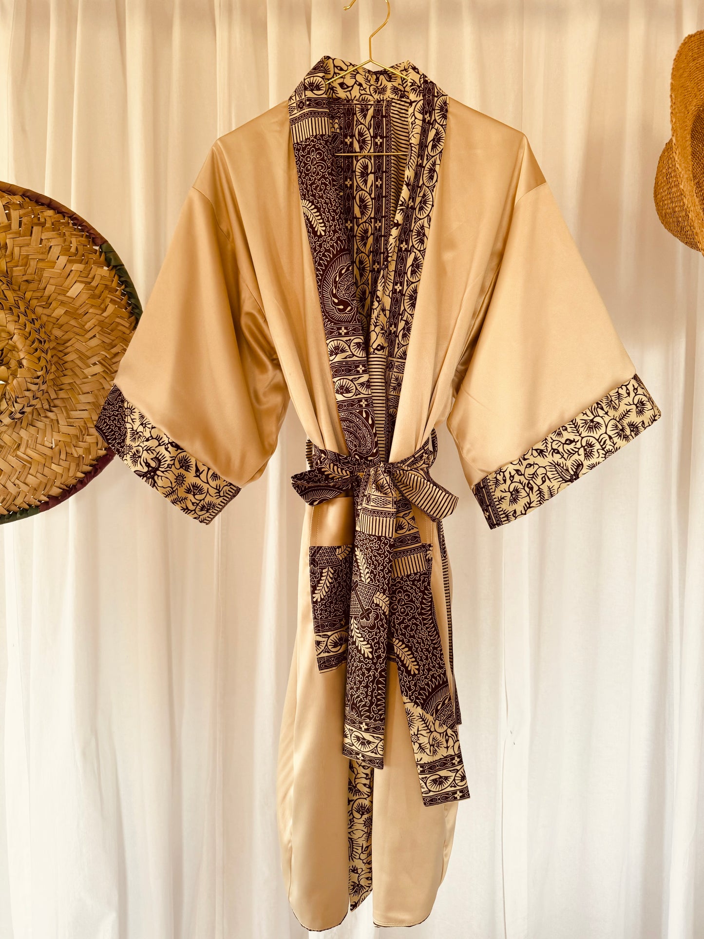 Kimono "Rise and Shine", Imprimé Africain & Velours (réversible)