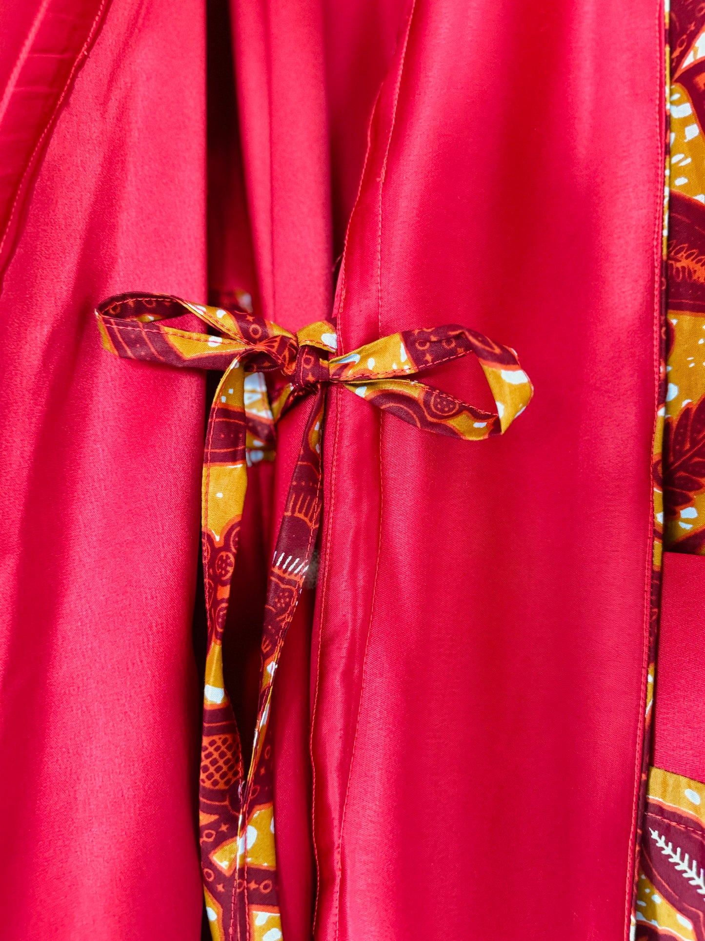 Kimono "Canne à Sucre", Imprimé Africain & Satin (réversible)