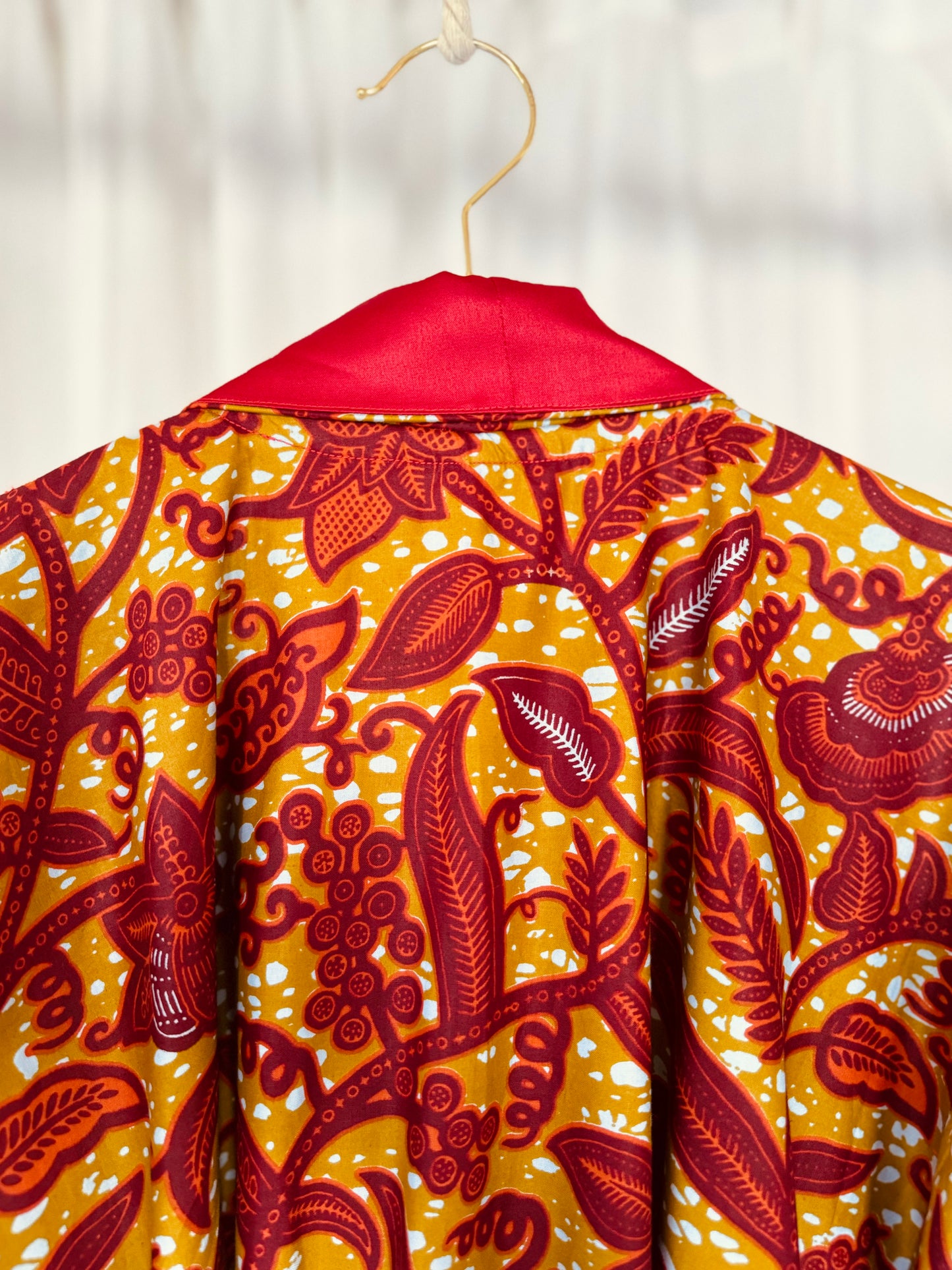 Kimono "Canne à Sucre", Imprimé Africain & Satin (réversible)