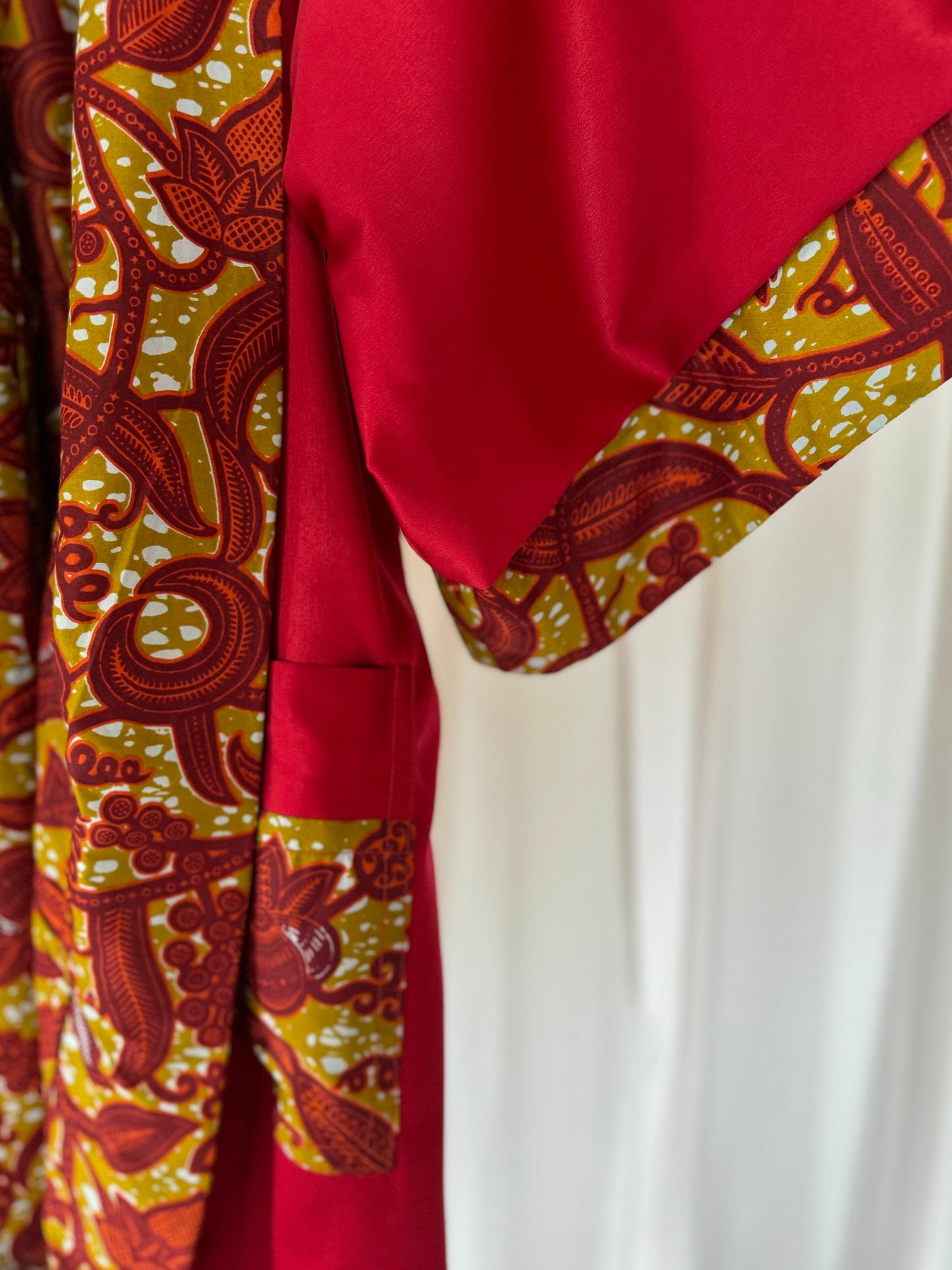 Kimono "Canne à Sucre", Imprimé Africain & Satin (réversible)