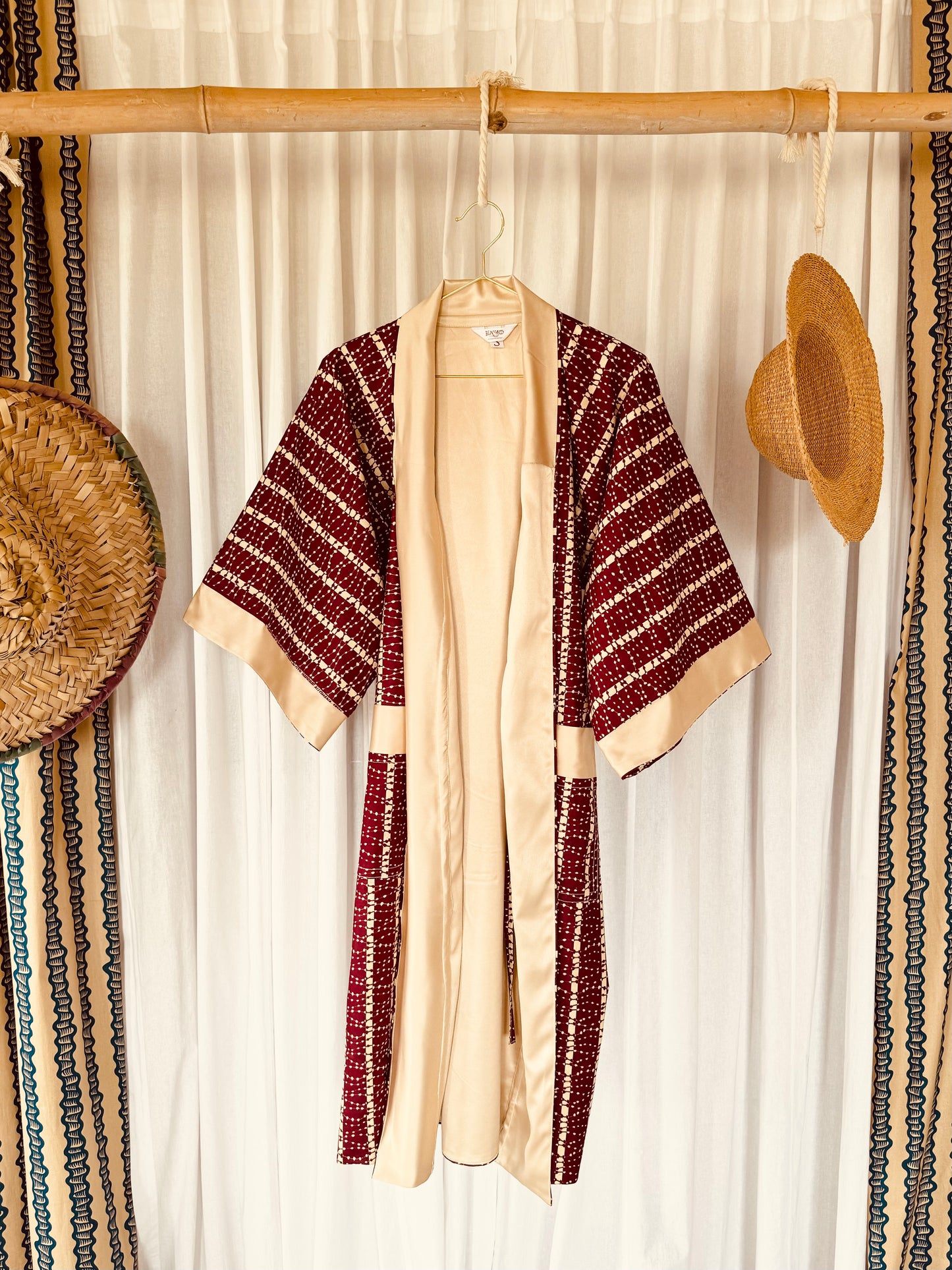Reversible Afrikimo "Crimson Champagne" with Creme Satin