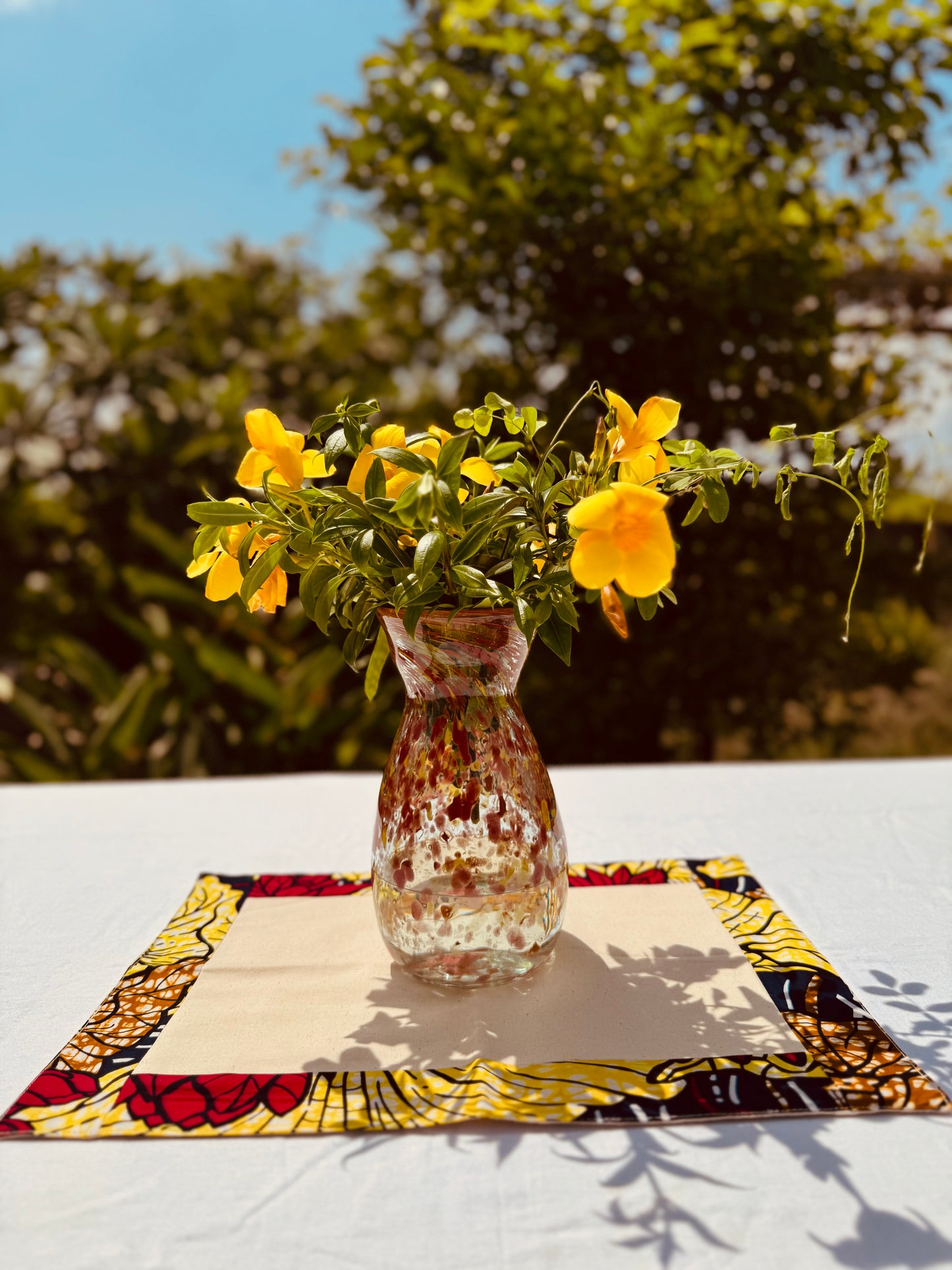 Glass Vase "Red-Yellow Confetti"