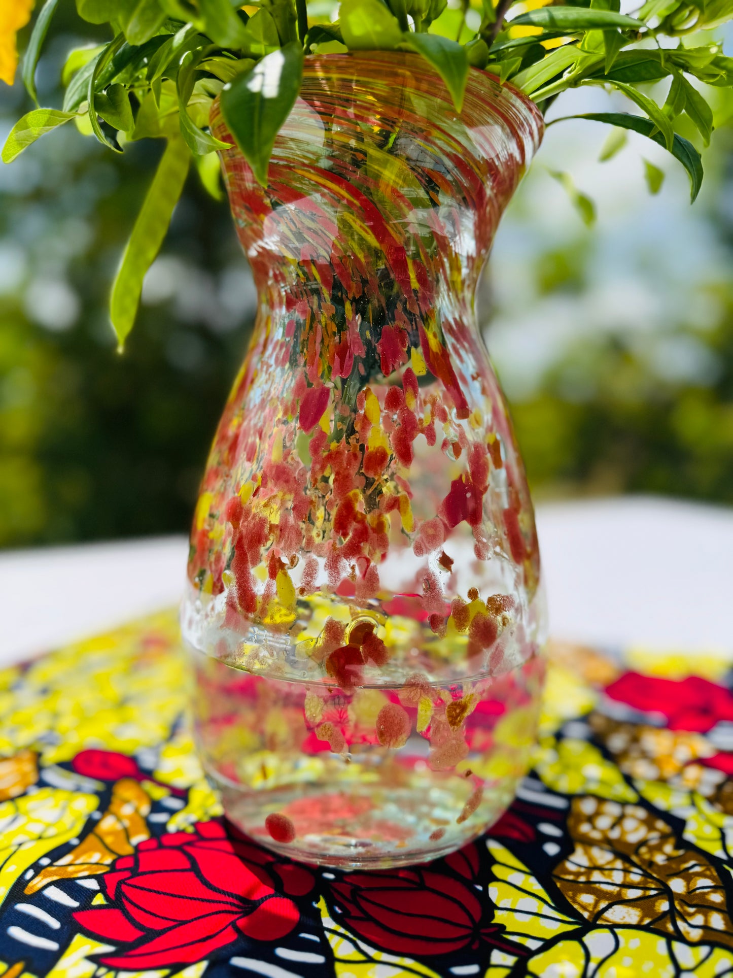 Glass Vase "Red-Yellow Confetti"