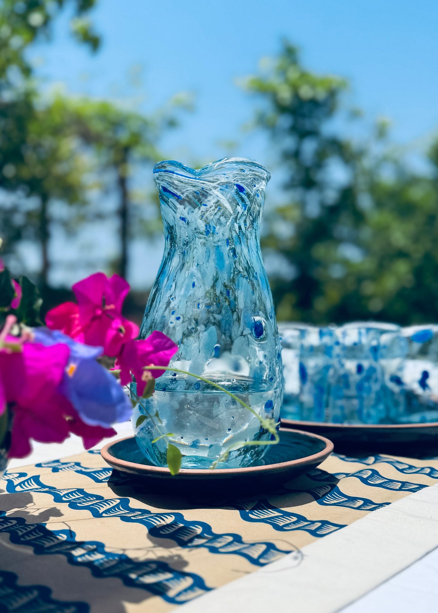 Glass Carafe "Blue Confetti"