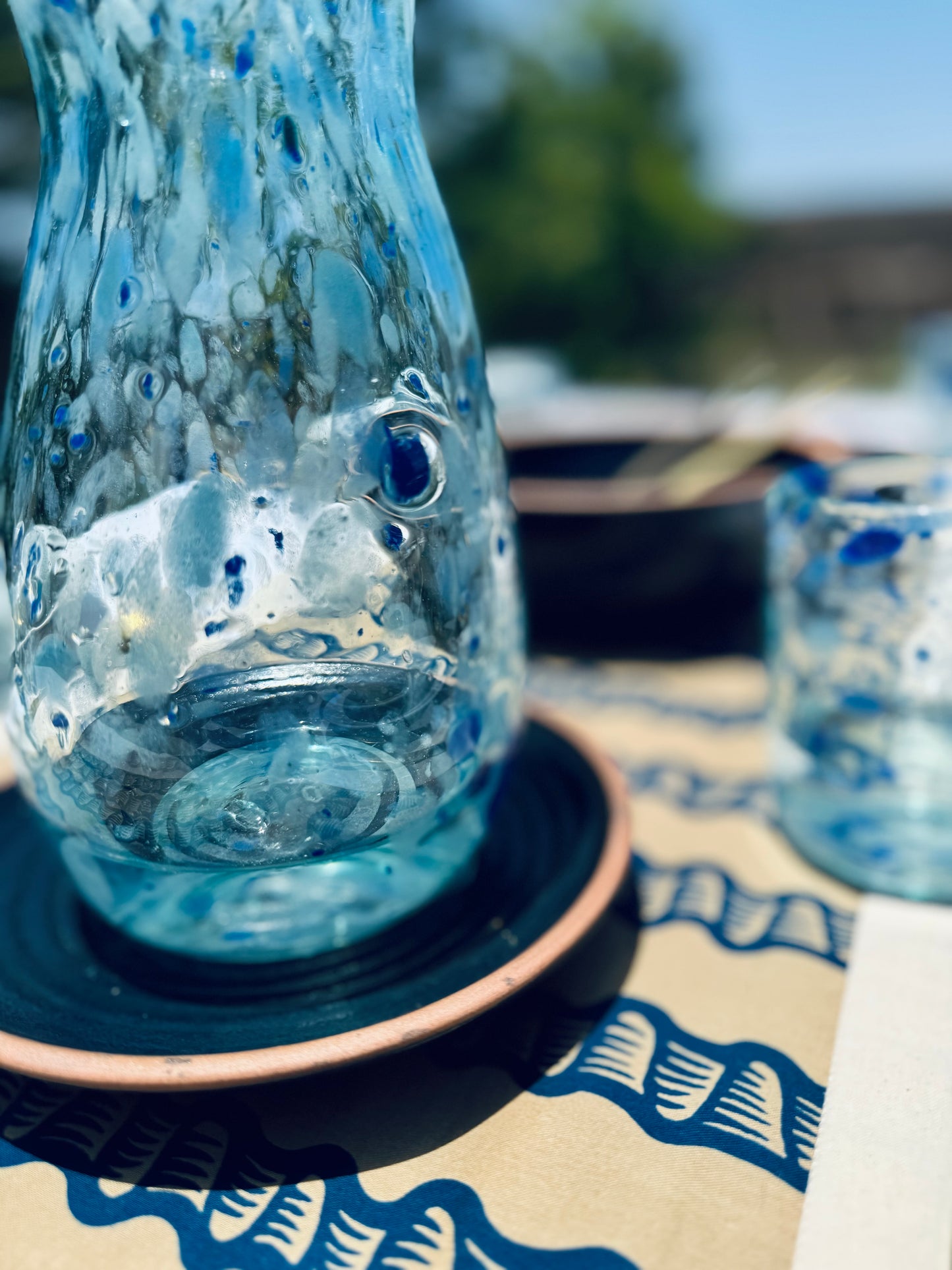 Glass Carafe "Blue Confetti"