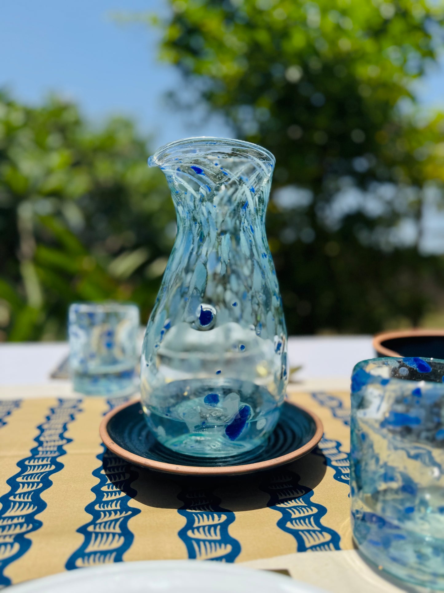 Glass Carafe "Blue Confetti"