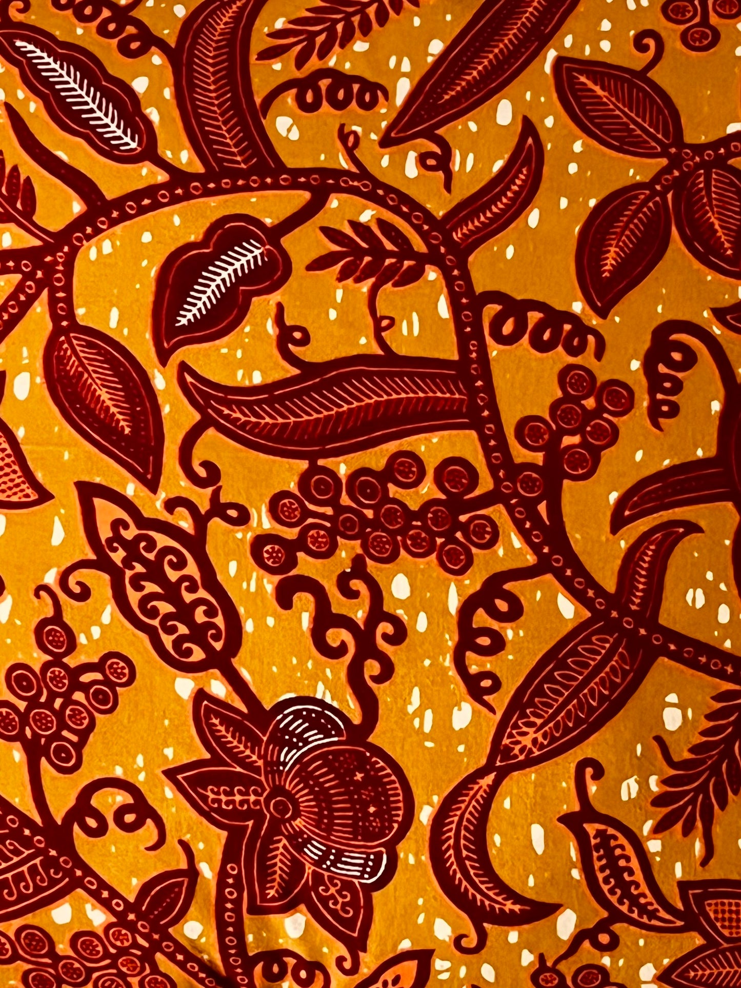 Kimono "Rise and Shine", Imprimé Africain & Satin, Marron/Orange/Vert