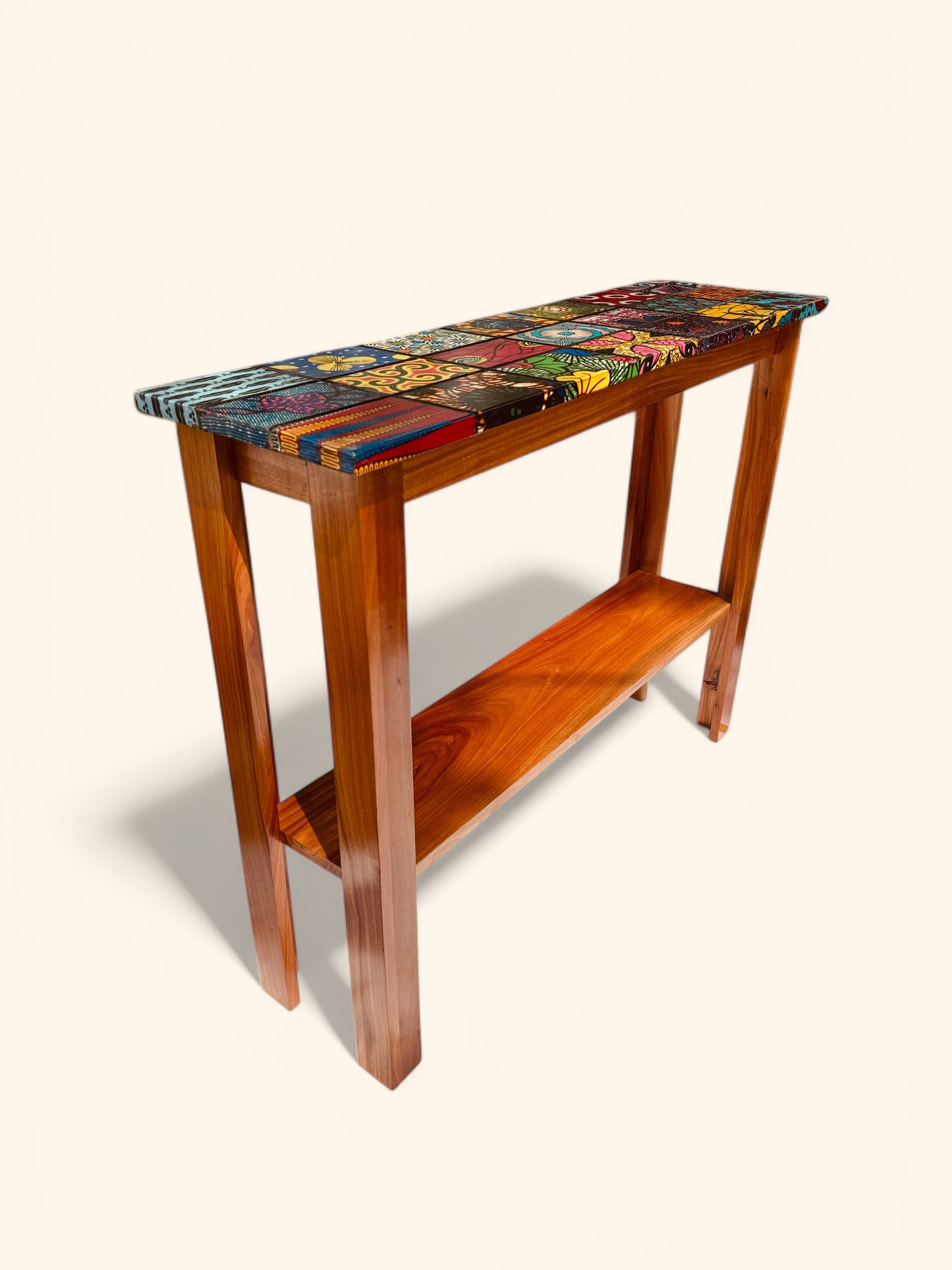 "Mosaics of Ntoma" - Side Table with Bottom Shelf