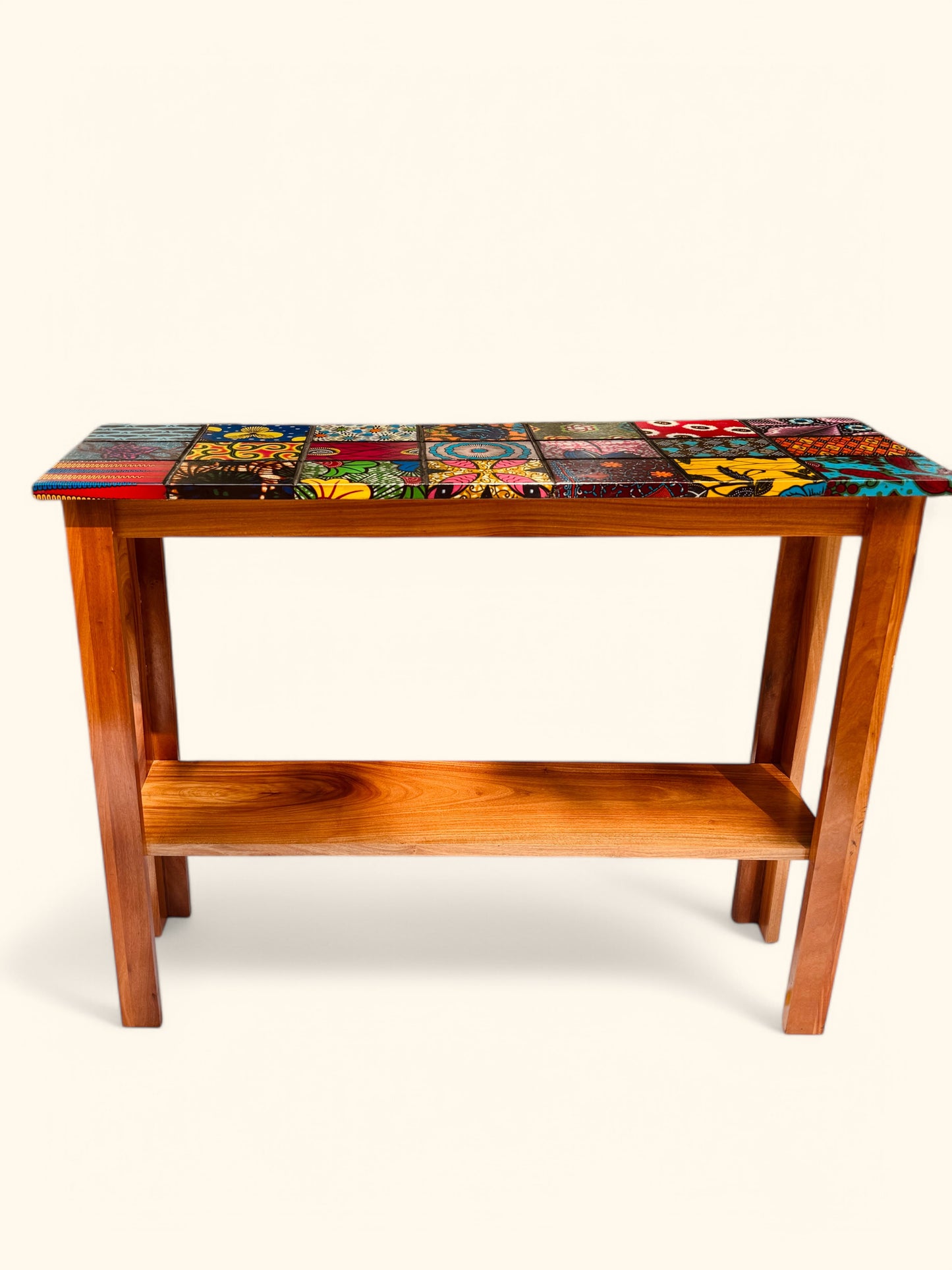 "Mosaics of Ntoma" - Side Table with Bottom Shelf