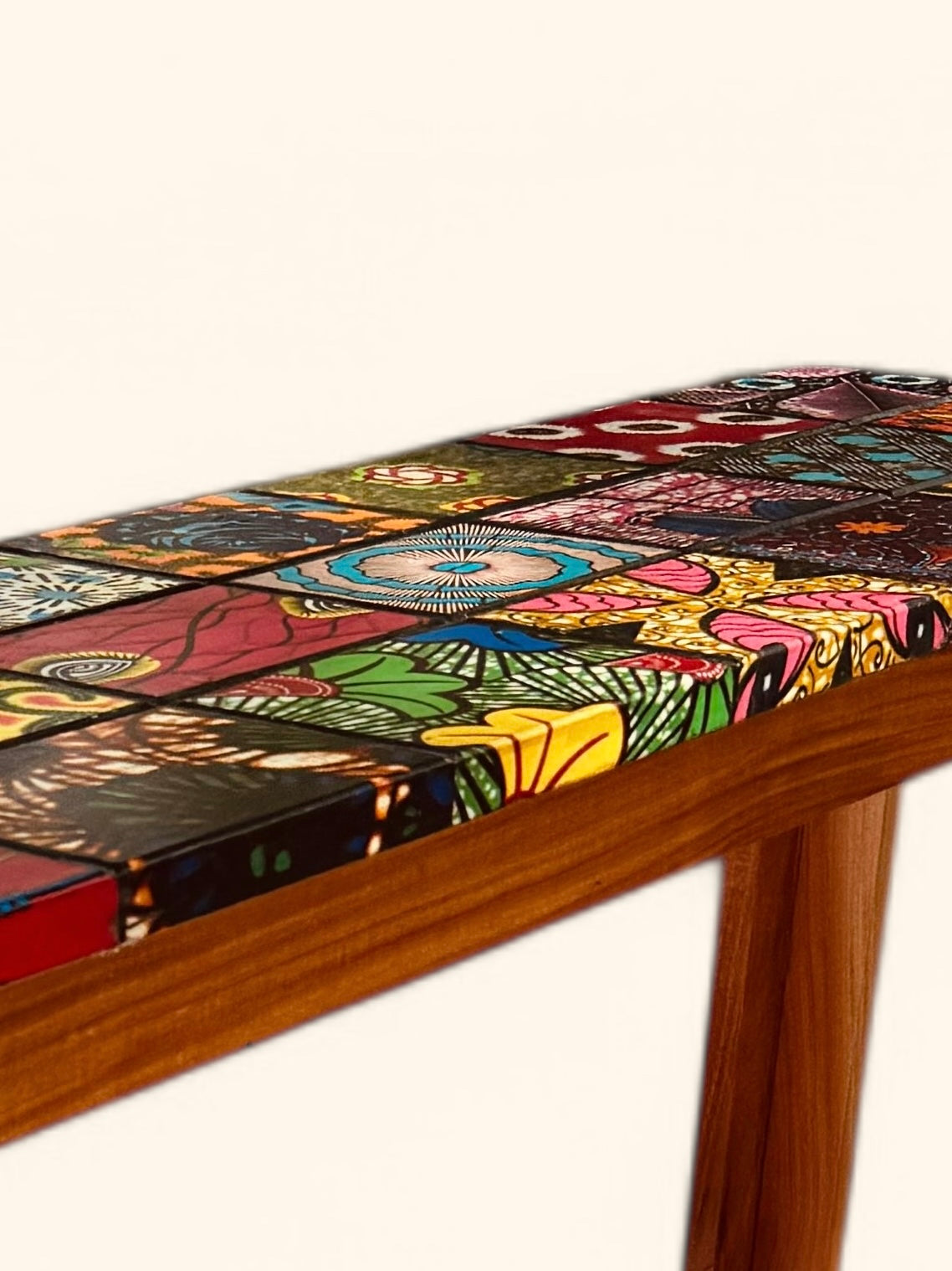 "Mosaics of Ntoma" - Side Table with Bottom Shelf