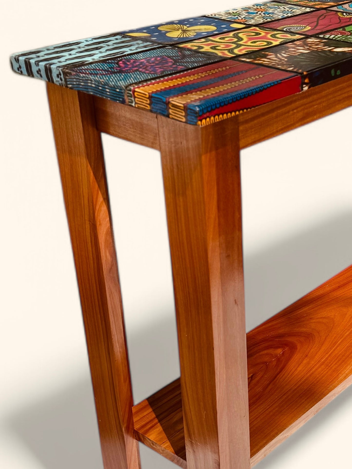 "Mosaics of Ntoma" - Side Table with Bottom Shelf