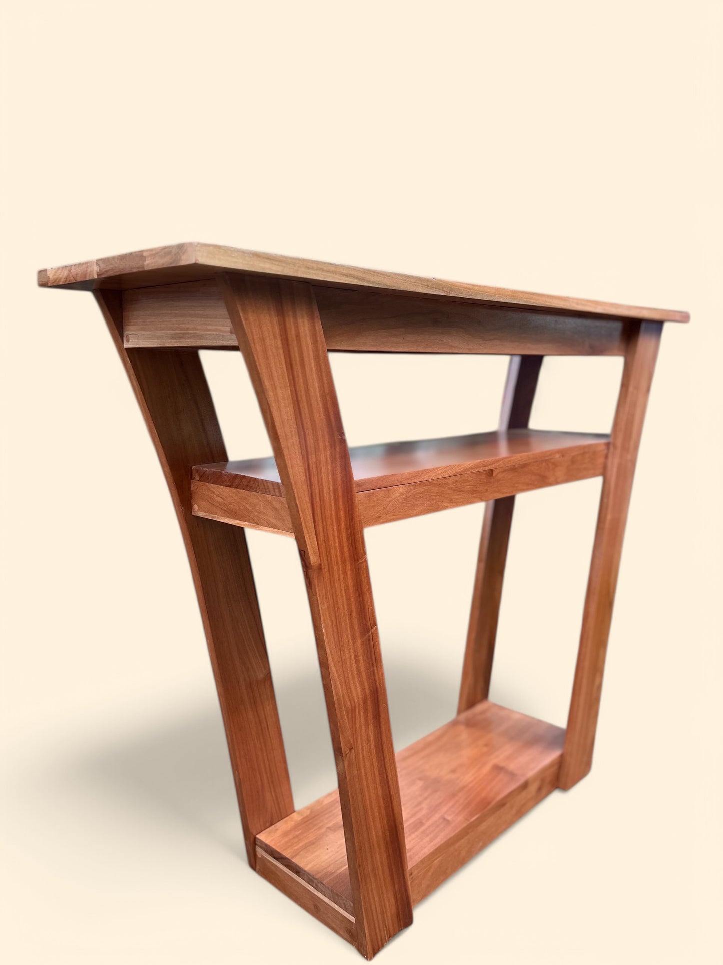 "Mosaics of Ntoma" - Trapezoid Side Table with Sub- and Bottom-Shelf