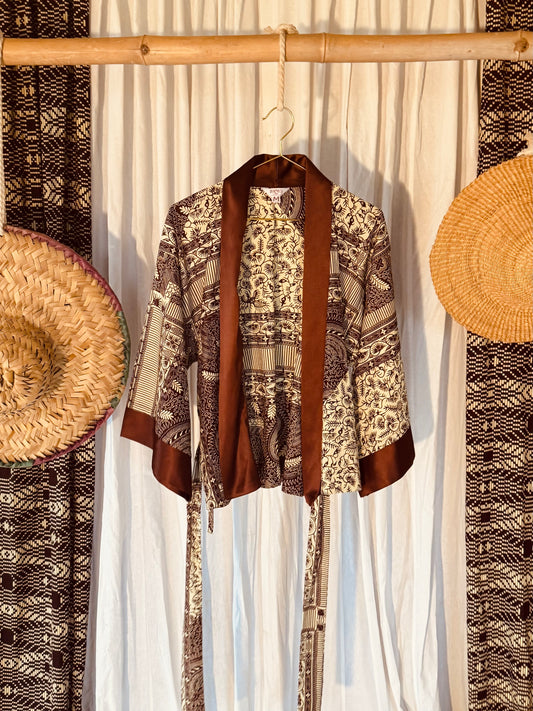 Afrikimo Jacket "Morning Glory I" - Brown Satin