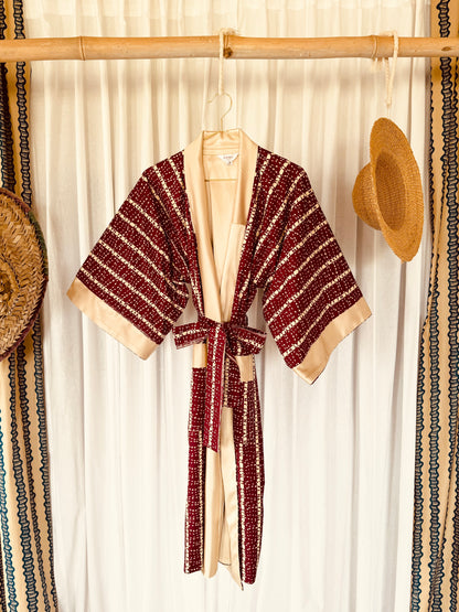 Reversible Afrikimo "Crimson Champagne" with Creme Satin