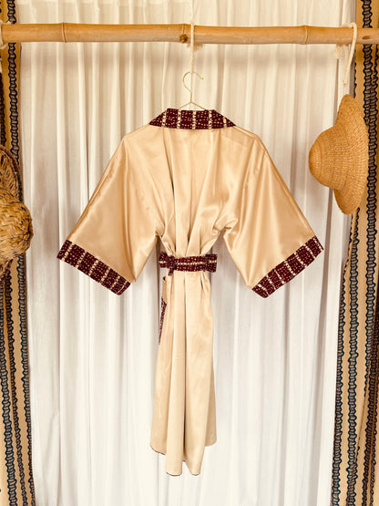 Reversible Afrikimo "Crimson Champagne" with Creme Satin