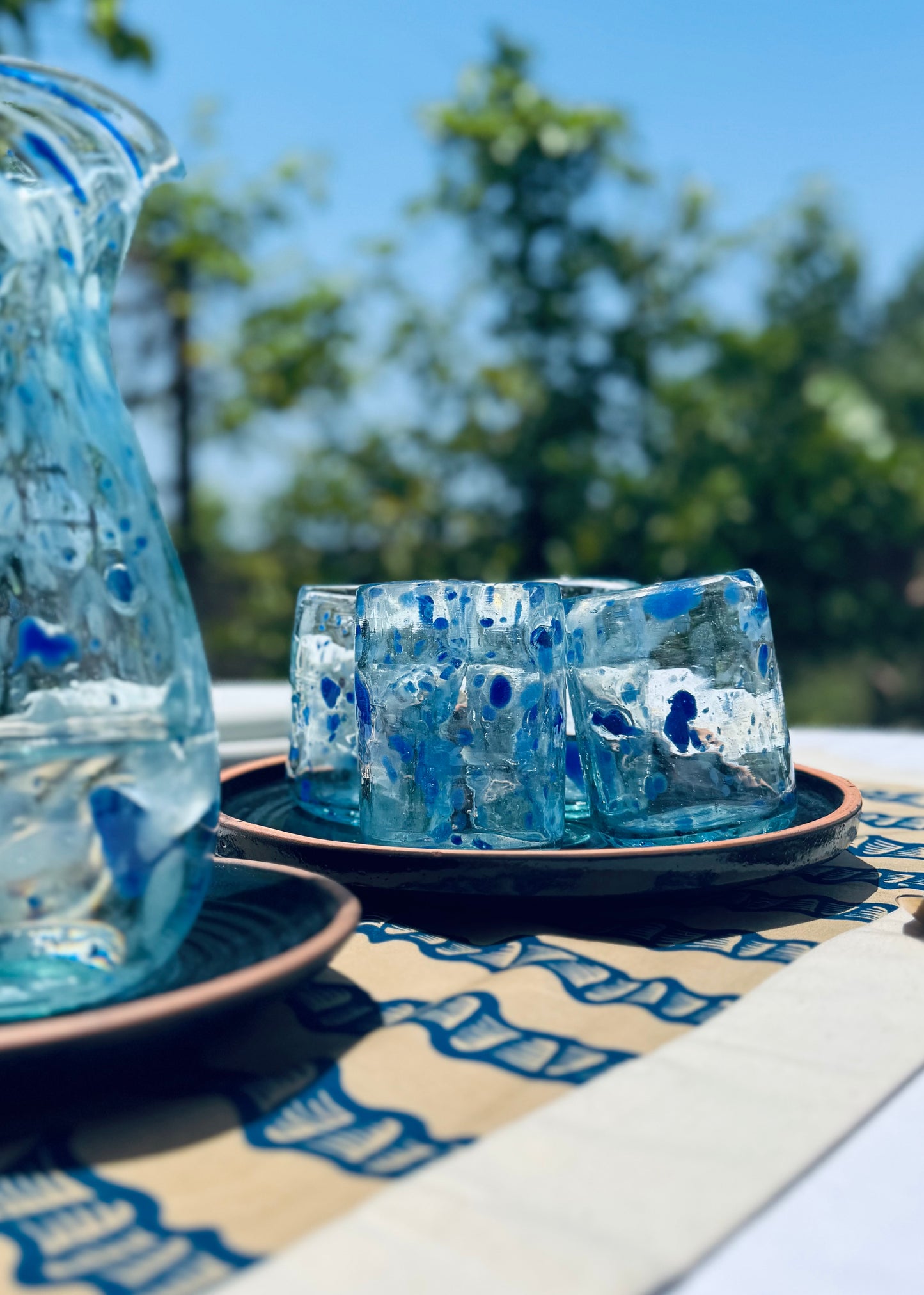 Glass Cup "Blue Confetti"