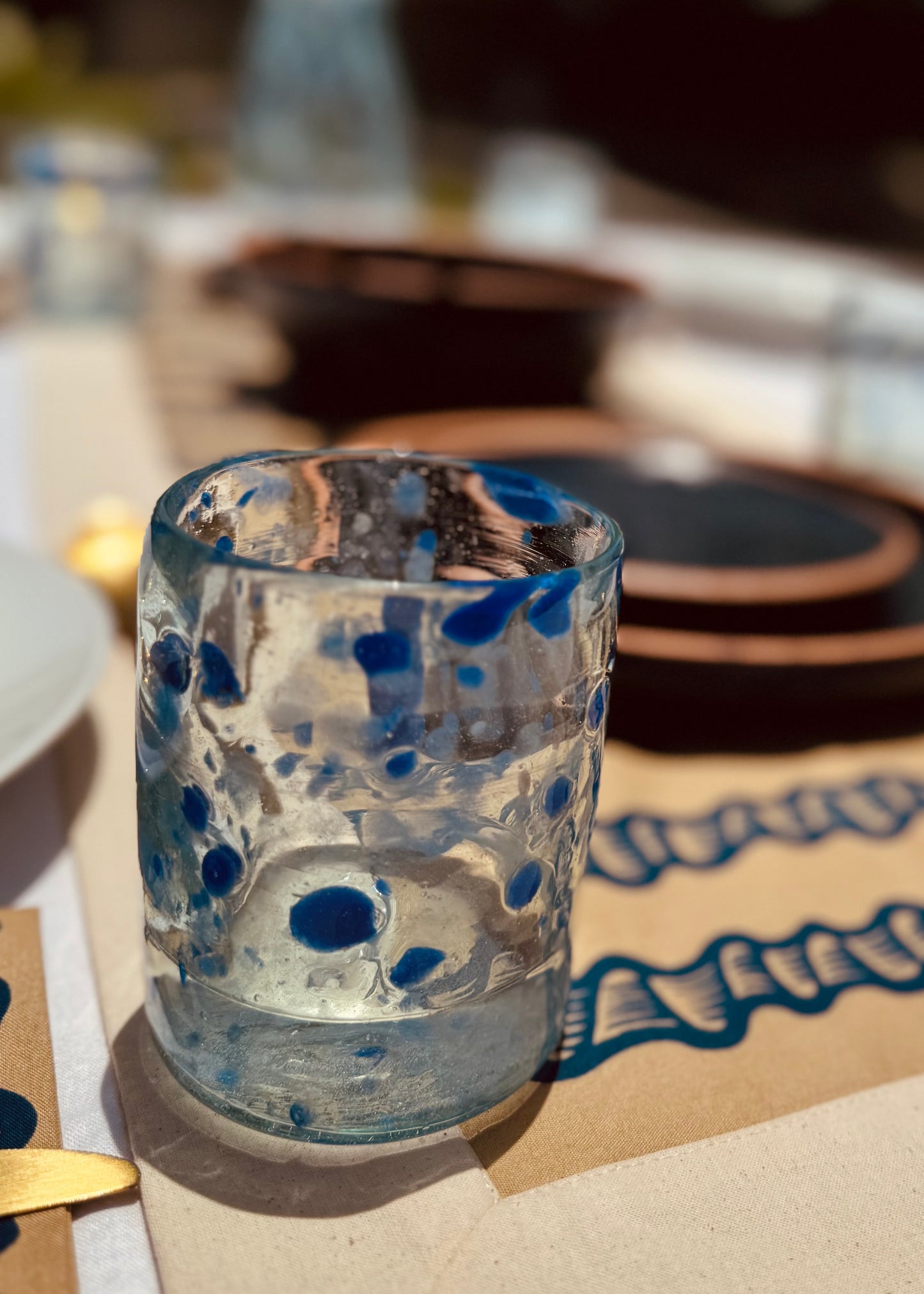 Glass Cup "Blue Confetti"