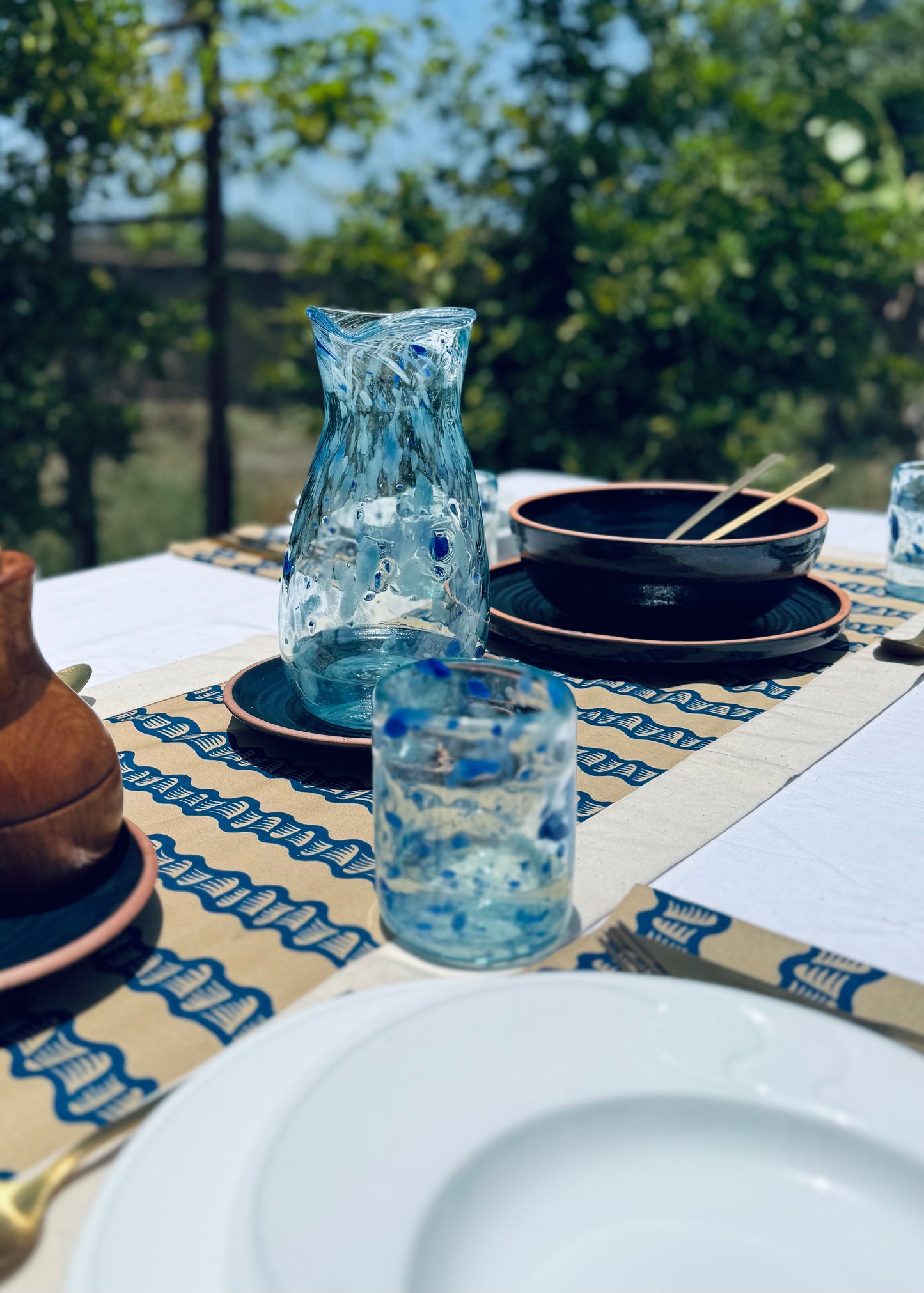 Glass Carafe "Blue Confetti"