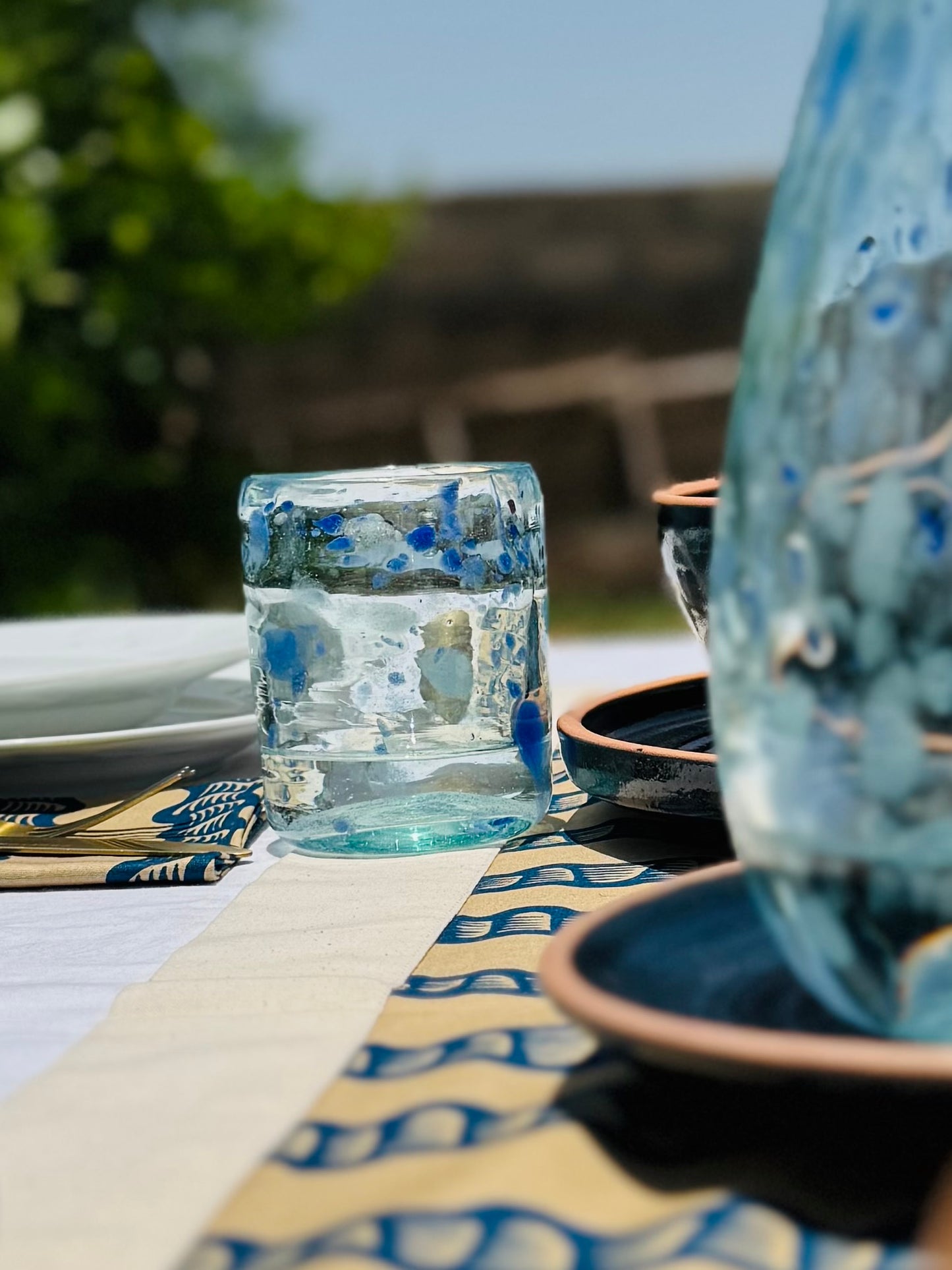 Glass Cup "Blue Confetti"
