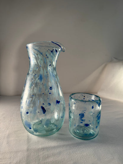 Glass Cup "Blue Confetti"