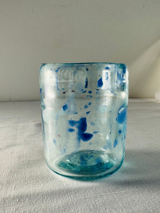 Glass Cup "Blue Confetti"