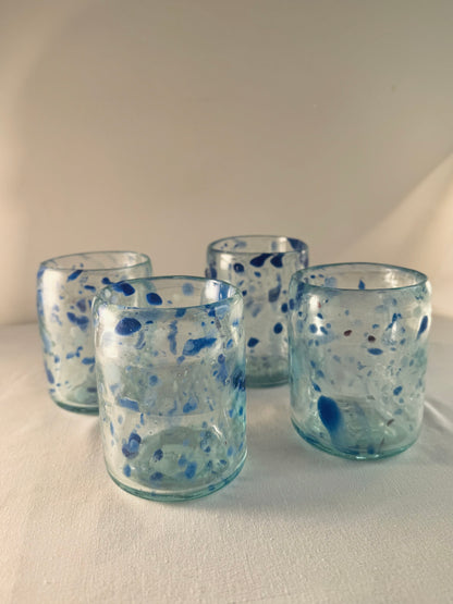 Glass Cup "Blue Confetti"